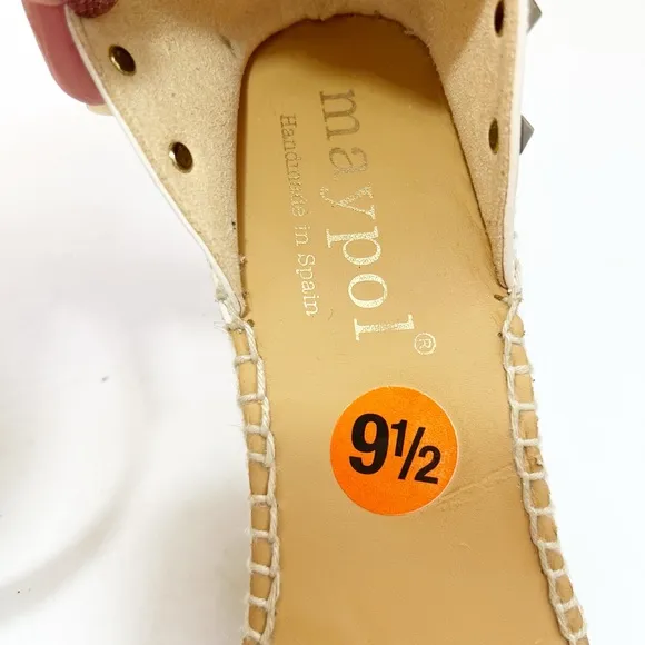 Anthropologie Maypol Ankle Strap Studded Leather Espadrille Sandals Size 9.5
