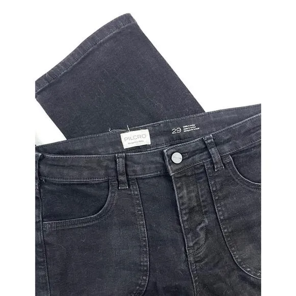 Anthropologie Pilcro The Icon Mid-Rise Stretch Flare Jeans in Sagitta Black Wash
