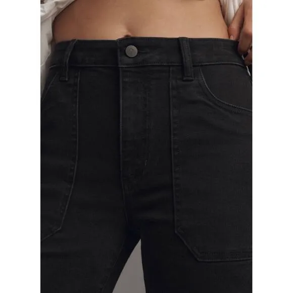 Anthropologie Pilcro The Icon Mid-Rise Stretch Flare Jeans in Sagitta Black Wash