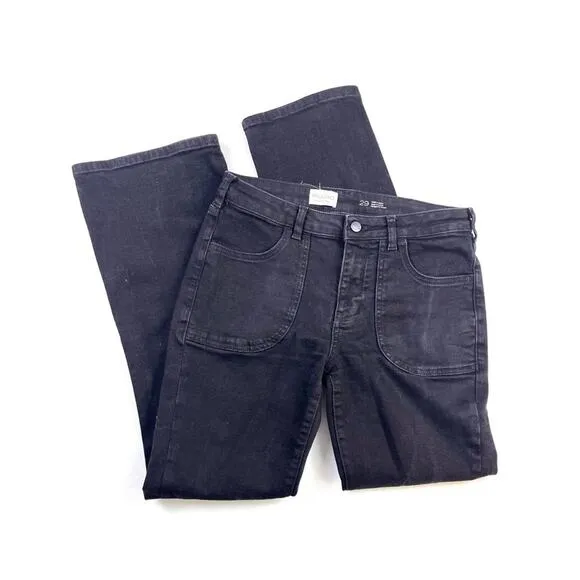 Anthropologie Pilcro The Icon Mid-Rise Stretch Flare Jeans in Sagitta Black Wash