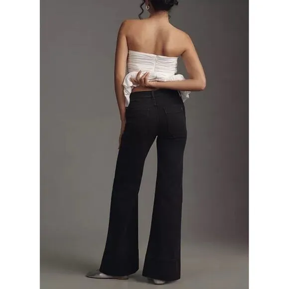 Anthropologie Pilcro The Icon Mid-Rise Stretch Flare Jeans in Sagitta Black Wash