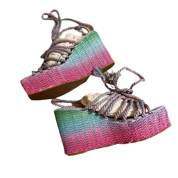 Anthropologie Jute Wedge Sandals 9 NEW