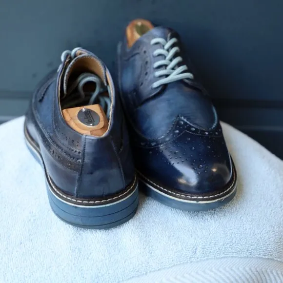 Antica Calzoleria 8.5 M Blue Wingtip Derby Mens Dress Shoes