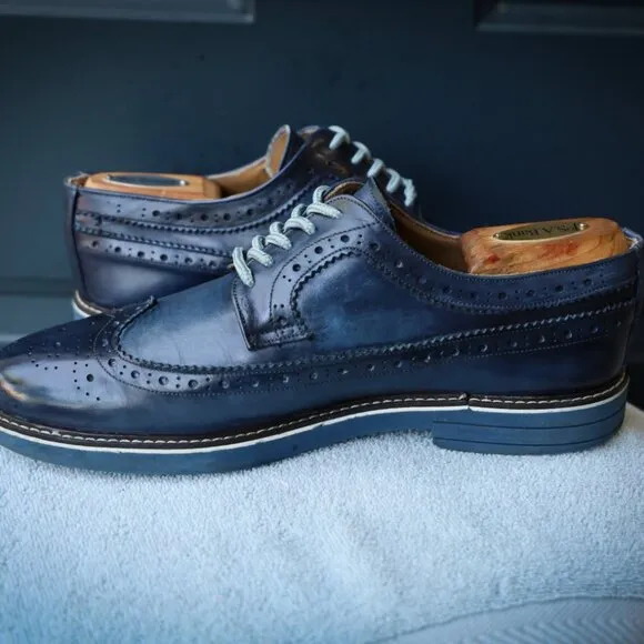 Antica Calzoleria 8.5 M Blue Wingtip Derby Mens Dress Shoes