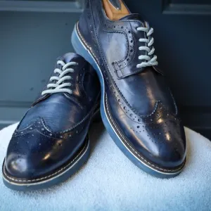 Antica Calzoleria 8.5 M Blue Wingtip Derby Mens Dress Shoes