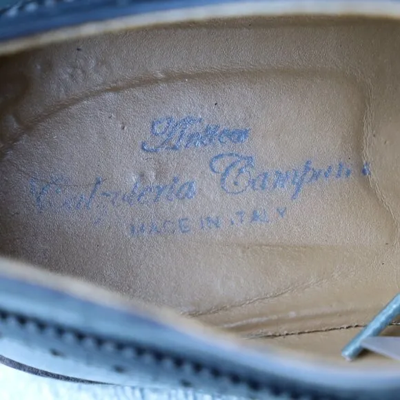 Antica Calzoleria 8.5 M Blue Wingtip Derby Mens Dress Shoes