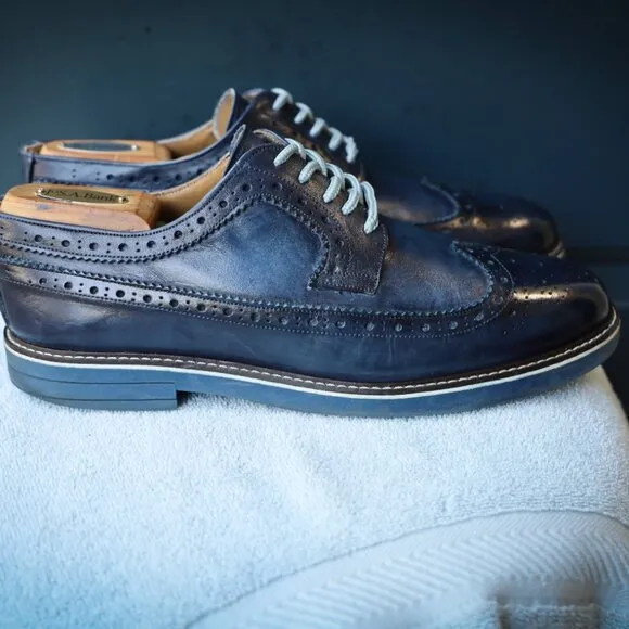 Antica Calzoleria 8.5 M Blue Wingtip Derby Mens Dress Shoes