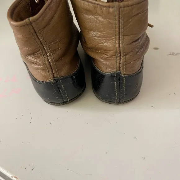 Antique Victorian Brown and Black Leather Lace up infant Baby Shoes As Is