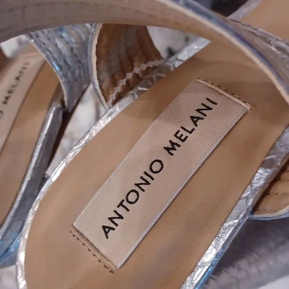 Antonio Melani Camille Metallic Silver Platform Sandals Size 9.5 NEW