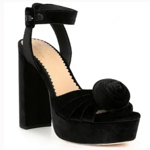 Antonio Melani x Nicole Bathie Emilia Velvet Rose Platform Dress Heels