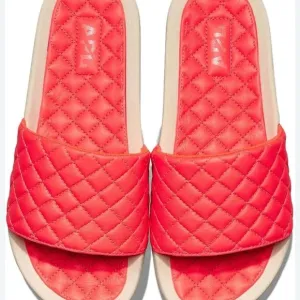 APL Women's Quilted LeatherCoral Red Slides 8