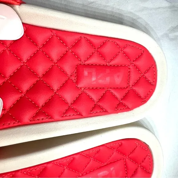 APL Women's Quilted LeatherCoral Red Slides 8