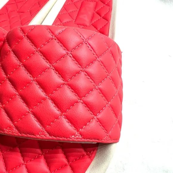 APL Women's Quilted LeatherCoral Red Slides 8