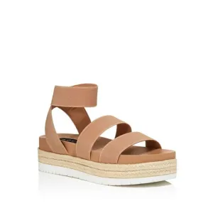 AQUA Womens Beige Stretch Tali Round Toe Wedge Slip On Espadrille Shoes 8 M