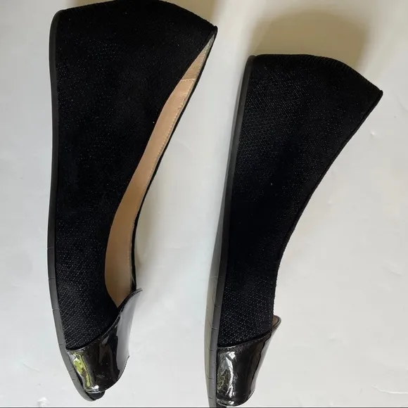 Aquatalia Black Low Wedge Peeptoe Shoes