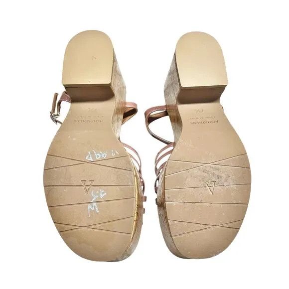 AQUATALIA Elene Patent Leather Strappy Caged Cork Platform Sandals Size 7.5