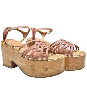 AQUATALIA Elene Patent Leather Strappy Caged Cork Platform Sandals Size 7.5