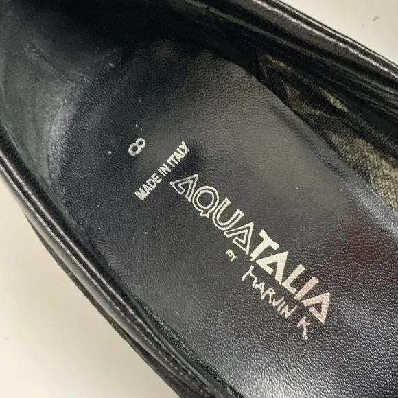 Aquatalia Marvin K Black Suede Covered Wedge Shoes