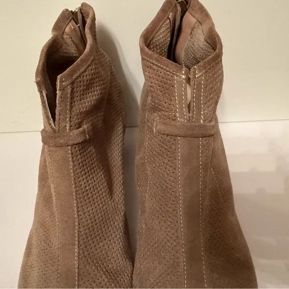 AQUATALIA SHOES ANKLE BOOTS BOOTIES TAN SUEDE LEATHER BACK ZIP ITALY SIZE 11