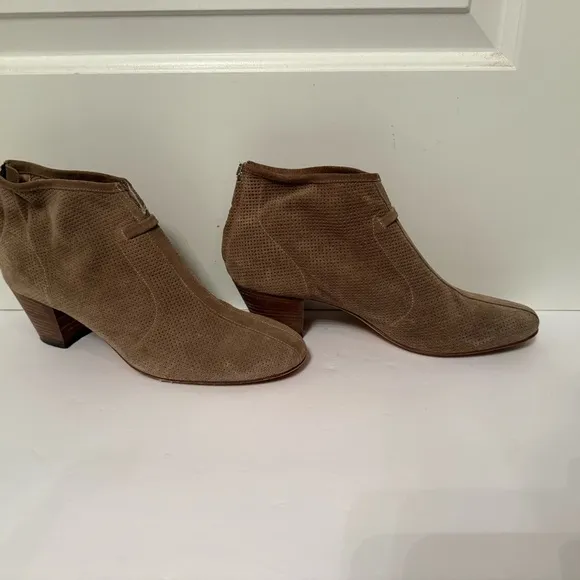AQUATALIA SHOES ANKLE BOOTS BOOTIES TAN SUEDE LEATHER BACK ZIP ITALY SIZE 11