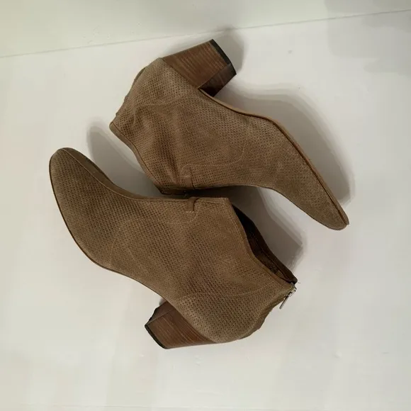 AQUATALIA SHOES ANKLE BOOTS BOOTIES TAN SUEDE LEATHER BACK ZIP ITALY SIZE 11