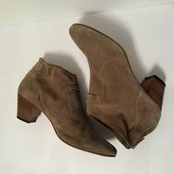 AQUATALIA SHOES ANKLE BOOTS BOOTIES TAN SUEDE LEATHER BACK ZIP ITALY SIZE 11