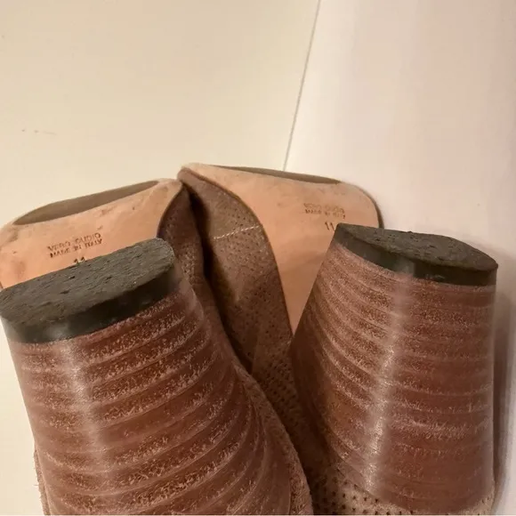 AQUATALIA SHOES ANKLE BOOTS BOOTIES TAN SUEDE LEATHER BACK ZIP ITALY SIZE 11
