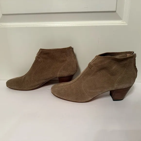 AQUATALIA SHOES ANKLE BOOTS BOOTIES TAN SUEDE LEATHER BACK ZIP ITALY SIZE 11