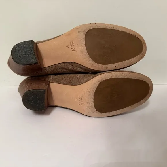AQUATALIA SHOES ANKLE BOOTS BOOTIES TAN SUEDE LEATHER BACK ZIP ITALY SIZE 11