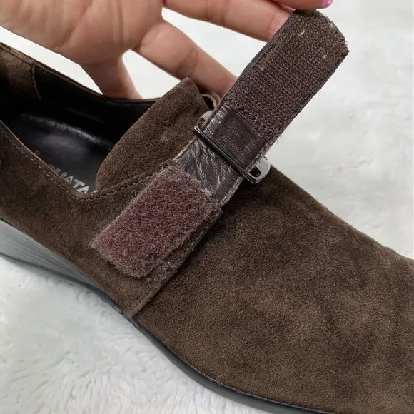 Aquatalia Women's Brown Suede Leather Wedge Shoes Size 10
