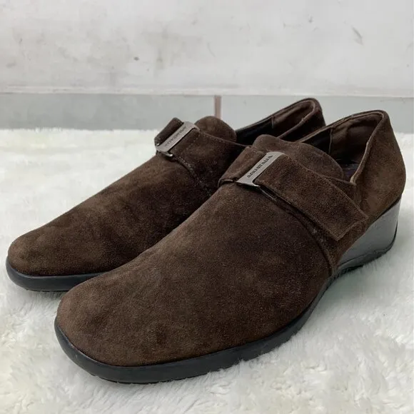 Aquatalia Women's Brown Suede Leather Wedge Shoes Size 10