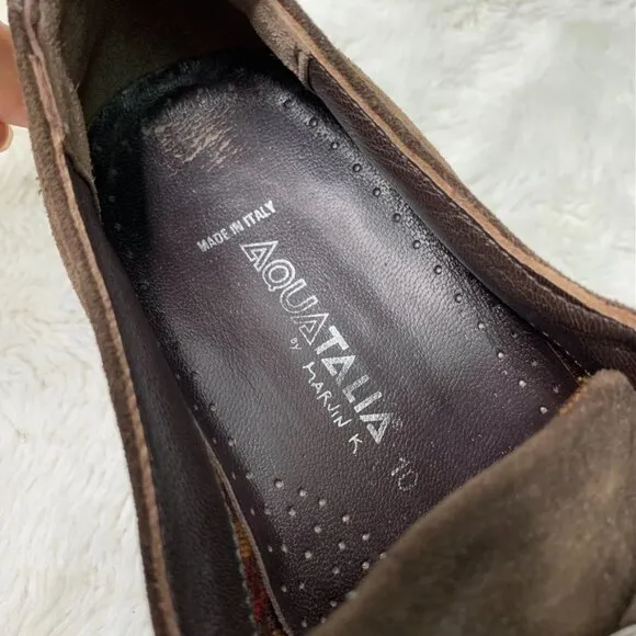 Aquatalia Women's Brown Suede Leather Wedge Shoes Size 10