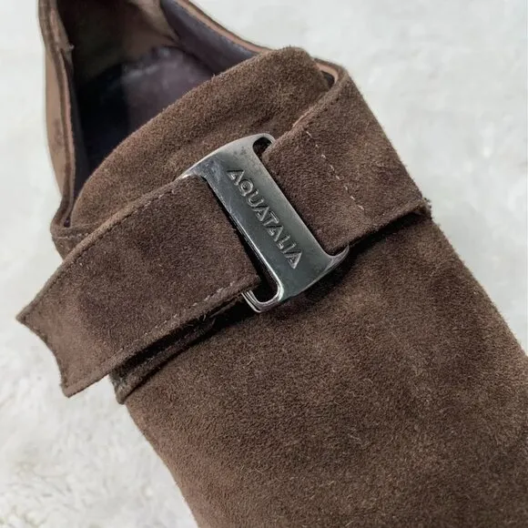 Aquatalia Women's Brown Suede Leather Wedge Shoes Size 10