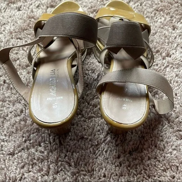 Aquatalia by Marvin K Tan Patent Strappy Wedge Sandals; SZ 8.5; Good Condition