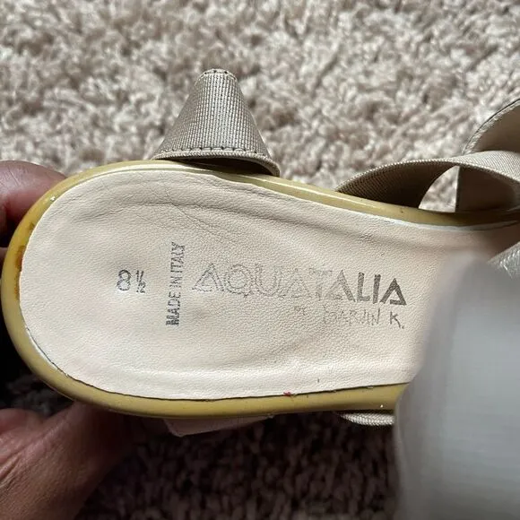 Aquatalia by Marvin K Tan Patent Strappy Wedge Sandals; SZ 8.5; Good Condition