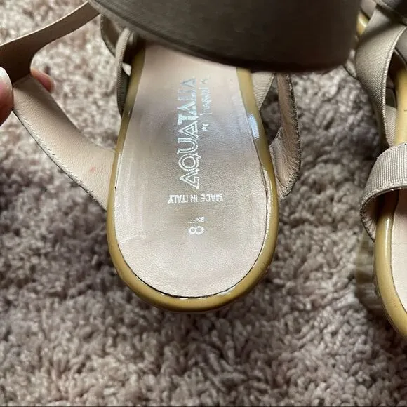 Aquatalia by Marvin K Tan Patent Strappy Wedge Sandals; SZ 8.5; Good Condition