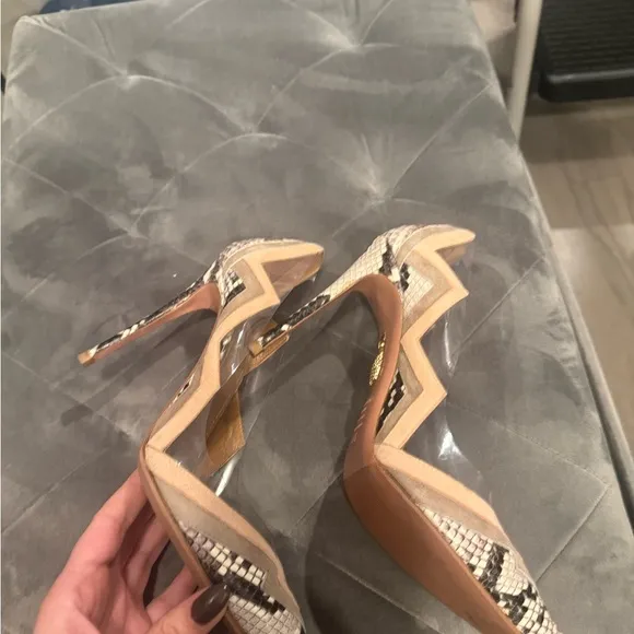 Aquazzura Pink and Black Heels with Stiletto Design