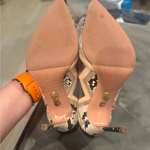 Aquazzura Pink and Black Heels with Stiletto Design