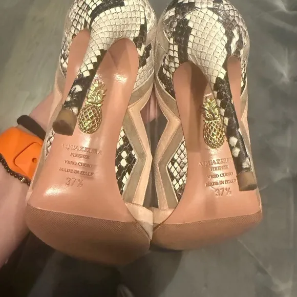 Aquazzura Pink and Black Heels with Stiletto Design