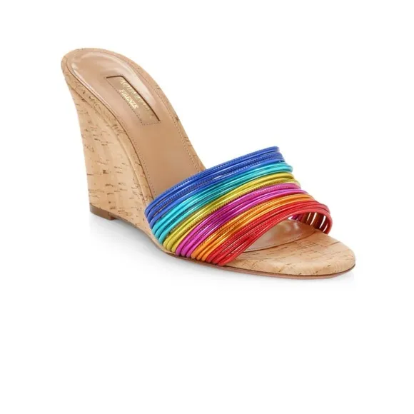 AQUAZZURA RAINBOW CORK WEDGES Wedge Sandals SIZE 6