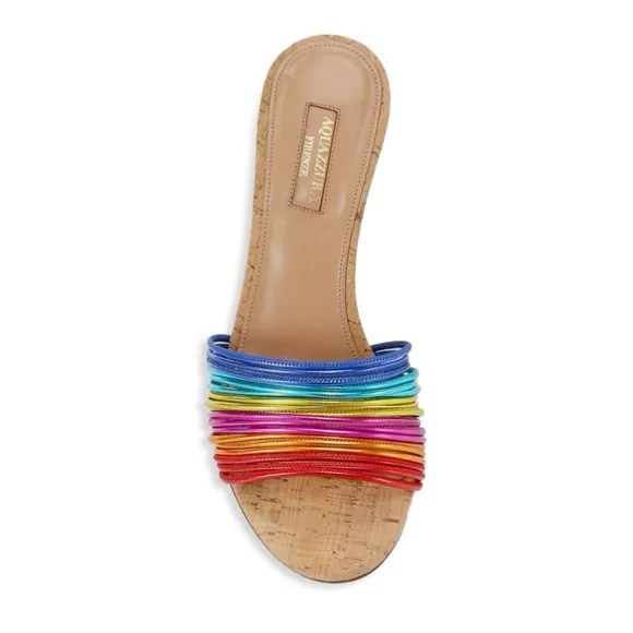 AQUAZZURA RAINBOW CORK WEDGES Wedge Sandals SIZE 6