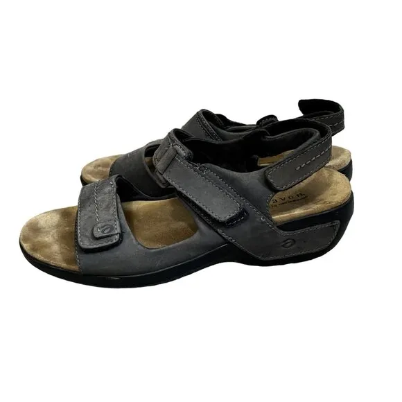 Aravon by New Balance Grey Leather Sandals Sz 8 D WSK03NV Open Toe &amp; Heel Shoes