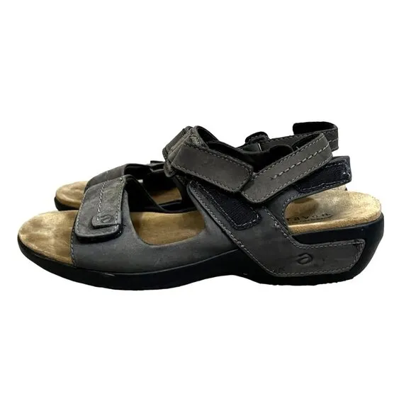 Aravon by New Balance Grey Leather Sandals Sz 8 D WSK03NV Open Toe &amp; Heel Shoes