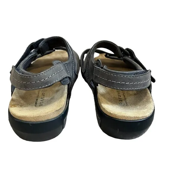 Aravon by New Balance Grey Leather Sandals Sz 8 D WSK03NV Open Toe &amp; Heel Shoes