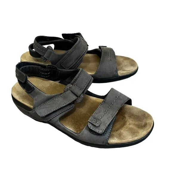 Aravon by New Balance Grey Leather Sandals Sz 8 D WSK03NV Open Toe &amp; Heel Shoes