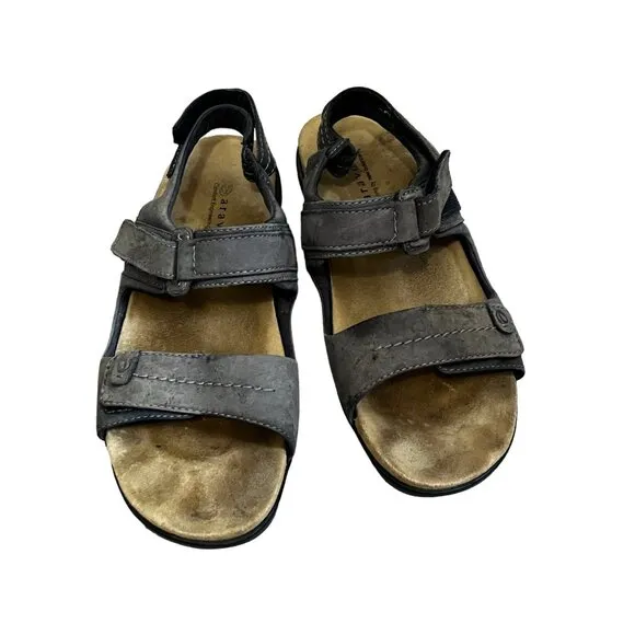 Aravon by New Balance Grey Leather Sandals Sz 8 D WSK03NV Open Toe &amp; Heel Shoes