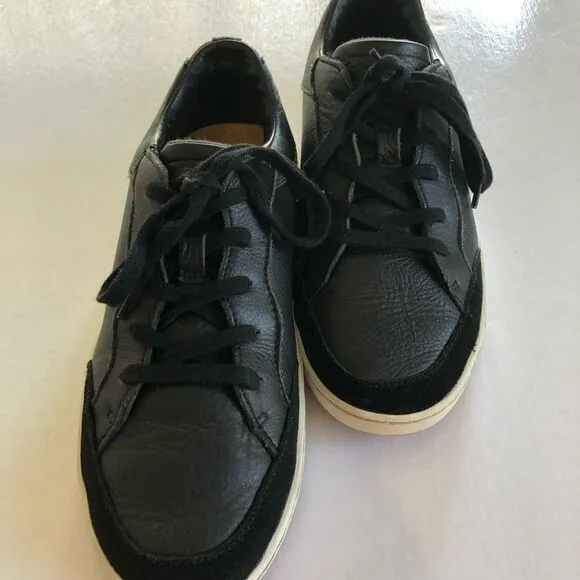 ARBOR Women’s Black Leather Lace Up Sneakers 7.5