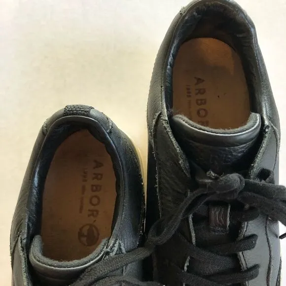 ARBOR Women’s Black Leather Lace Up Sneakers 7.5