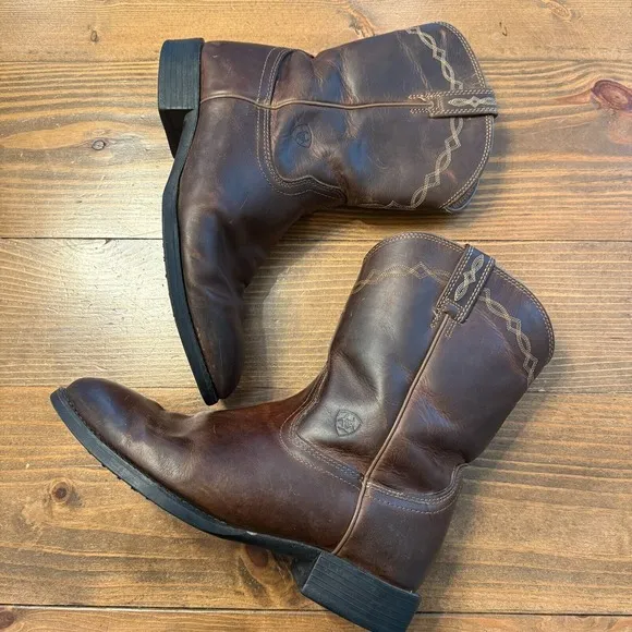 Ariat Heritage Roper Distressed Brown 10&quot; Western Boots 10002284 Men's 11.5 D