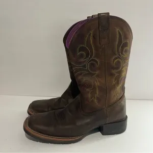 Ariat Hybrid Rancher Western Cowgirl Boots SquareToe Brown Women's 7B concert